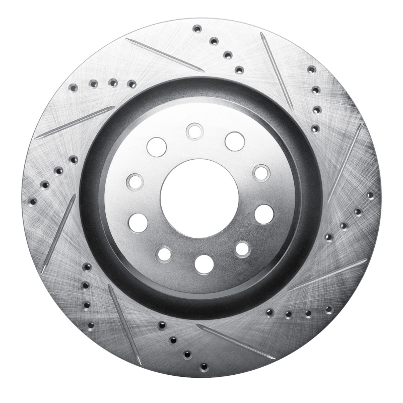 Maserati LeVante Brake Rotor (1) - Rear Right - R1 Concepts - Drilled & Slotted - Silver - `17-`24